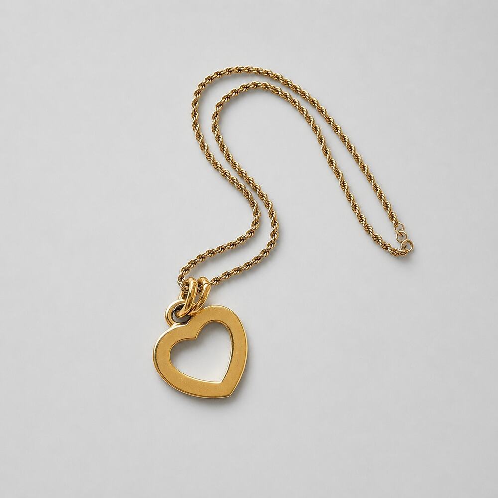 Erwin Pearl Vintage Gold Pendant Open Heart Collar Necklace